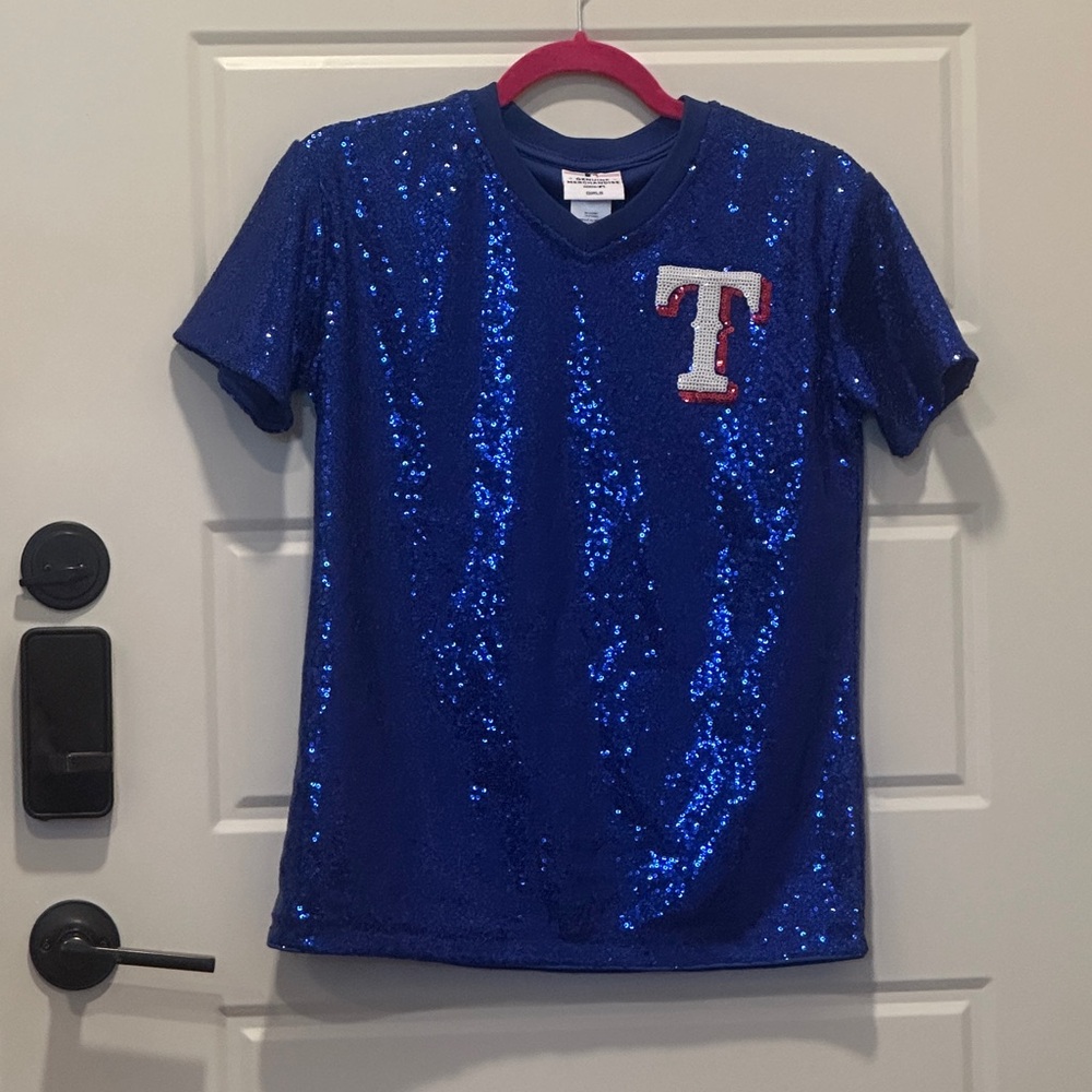 Blue Sequin Girl Texas Rangers Top - Picture 4 of 9